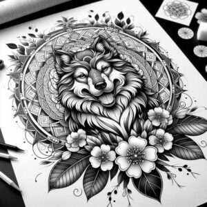 foo-dog-carving-neotraditional-crisp-lines-for-scapula – tattoo design ideas free ai generated – Gallery: foo-dog-inkby-ai