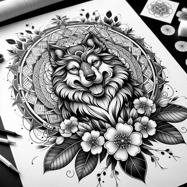foo-dog-carving-neotraditional-crisp-lines-for-scapula – tattoo design ideas free ai generated – Gallery: foo-dog-inkby-ai