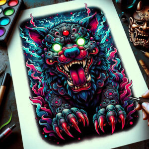 foo-dog-and-dragon-realism-hyper-realistic-for-abdomen – tattoo design ideas free ai generated – Gallery: foo-dog-inkby-ai