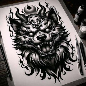traditional-guardian-realism-realistic-shadowing-for-upper-thigh – tattoo design ideas free ai generated – Gallery: foo-dog-inkby-ai