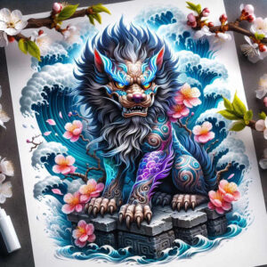stone-guardian-dog-realism-natural-luminosity-for-scapula – tattoo design ideas free ai generated – Gallery: foo-dog-inkby-ai