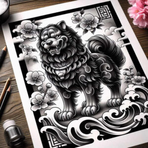 protective-lion-dog-surrealism-dreamscape-for-upper-shoulder – tattoo design ideas free ai generated – Gallery: foo-dog-inkby-ai