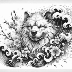 mystical-lion-dog-neotraditional-vivid-detail-for-upper-thigh – tattoo design ideas free ai generated – Gallery: foo-dog-inkby-ai