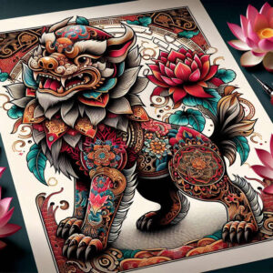 foo-dog-ornament-surrealism-psychic-energy-for-wrist-side – tattoo design ideas free ai generated – Gallery: foo-dog-inkby-ai