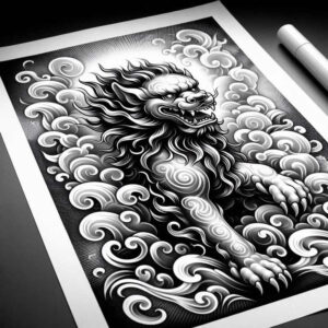 mystical-foo-dog-realism-optical-depth-for-wrist-side – tattoo design ideas free ai generated – Gallery: foo-dog-inkby-ai