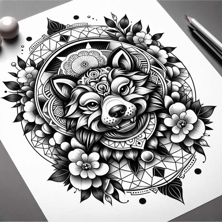 guardian-spirit-dog-surrealism-fantastical-elements-for-side – tattoo design ideas free ai generated – Gallery: foo-dog-inkby-ai