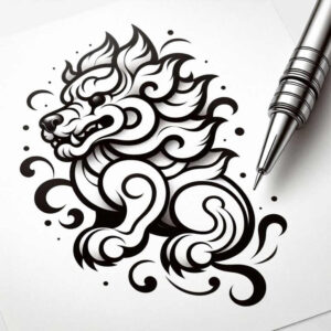 foo-dog-with-tail-surrealism-hyperreal-for-back-shoulder – tattoo design ideas free ai generated – Gallery: foo-dog-inkby-ai