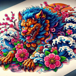 foo-dog-art-neotraditional-sharp-edges-for-back-of-neck – tattoo design ideas free ai generated – Gallery: foo-dog-inkby-ai
