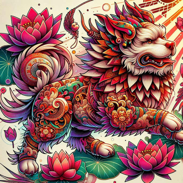 protective-tattoo-neotraditional-refined-lines-for-shin – tattoo design ideas free ai generated – Gallery: foo-dog-inkby-ai