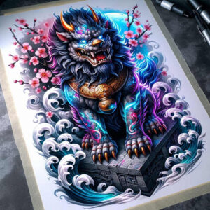 foo-dog-with-wings-neotraditional-strong-outlines-for-shoulder-blade – tattoo design ideas free ai generated – Gallery: foo-dog-inkby-ai