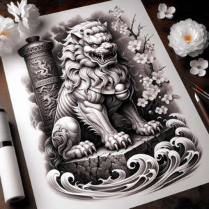 oriental-foo-dog-realism-perfect-proportions-for-upper-shoulder – tattoo design ideas free ai generated – Gallery: foo-dog-inkby-ai