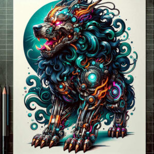guardian-spirit-dog-neotraditional-clean-fill-for-abdomen – tattoo design ideas free ai generated – Gallery: foo-dog-inkby-ai
