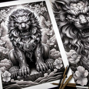 foo-dog-motif-surrealism-transcendent-for-side-torso – tattoo design ideas free ai generated – Gallery: foo-dog-inkby-ai
