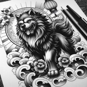 mythical-foo-dog-surrealism-symbolic-for-shoulder – tattoo design ideas free ai generated – Gallery: foo-dog-inkby-ai