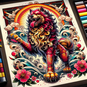 foo-dog-and-dragon-realism-realistic-shadowing-for-heel – tattoo design ideas free ai generated – Gallery: foo-dog-inkby-ai