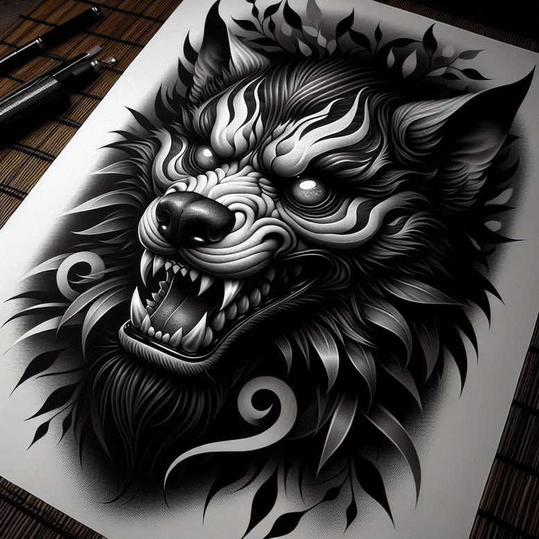 ornamental-foo-dog-realism-light-reflections-for-spine – tattoo design ideas free ai generated – Gallery: foo-dog-inkby-ai