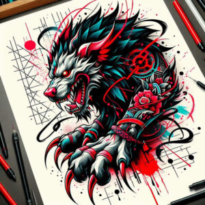guardian-dog-realism-shadow-realism-for-back – tattoo design ideas free ai generated – Gallery: foo-dog-inkby-ai