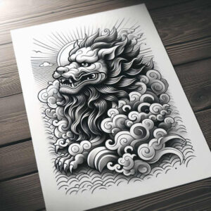 chinese-mythology-dog-neotraditional-refined-detail-for-upper-chest – tattoo design ideas free ai generated – Gallery: foo-dog-inkby-ai