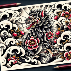 protective-lion-dog-realism-depth-realism-for-lower-thigh – tattoo design ideas free ai generated – Gallery: foo-dog-inkby-ai