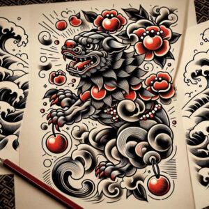 symbolic-protector-neotraditional-refined-lines-for-back – tattoo design ideas free ai generated – Gallery: foo-dog-inkby-ai