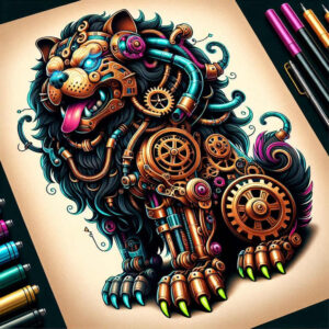 oriental-foo-dog-surrealism-abstract-for-back – tattoo design ideas free ai generated – Gallery: foo-dog-inkby-ai