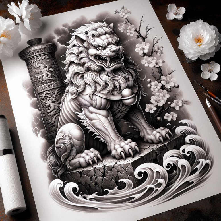 for-women-realism-gradient-tones-for-shoulder – tattoo design ideas free ai generated – Gallery: foo-dog-inkby-ai