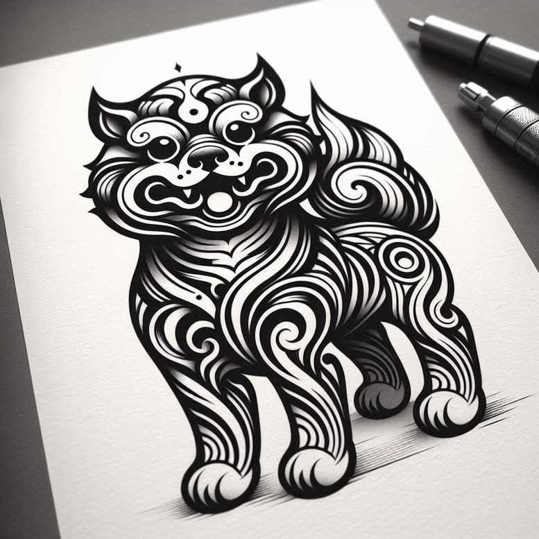 chinese-guardian-lion-surrealism-hyperreal-for-sternum – tattoo design ideas free ai generated – Gallery: foo-dog-inkby-ai