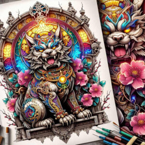 guardian-beast-neotraditional-bold-highlights-for-sternum – tattoo design ideas free ai generated – Gallery: foo-dog-inkby-ai