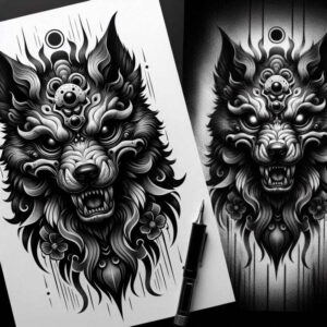 protective-lion-dog-neotraditional-rich-blacks-for-wrist – tattoo design ideas free ai generated – Gallery: foo-dog-inkby-ai