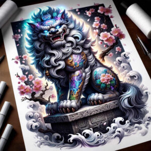 guardian-dog-symbol-surrealism-transcendent-for-shoulder – tattoo design ideas free ai generated – Gallery: foo-dog-inkby-ai