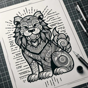 foo-dog tattoo design ideas minimal cultural symbol symbol of courage