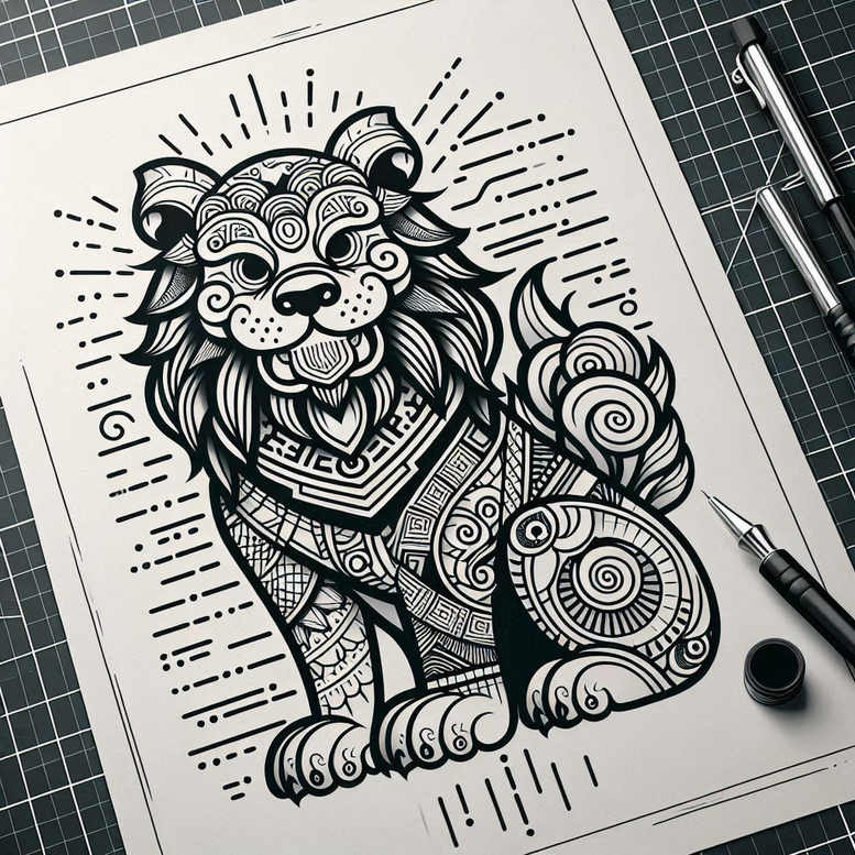 foo-dog tattoo design ideas minimal cultural symbol symbol of courage