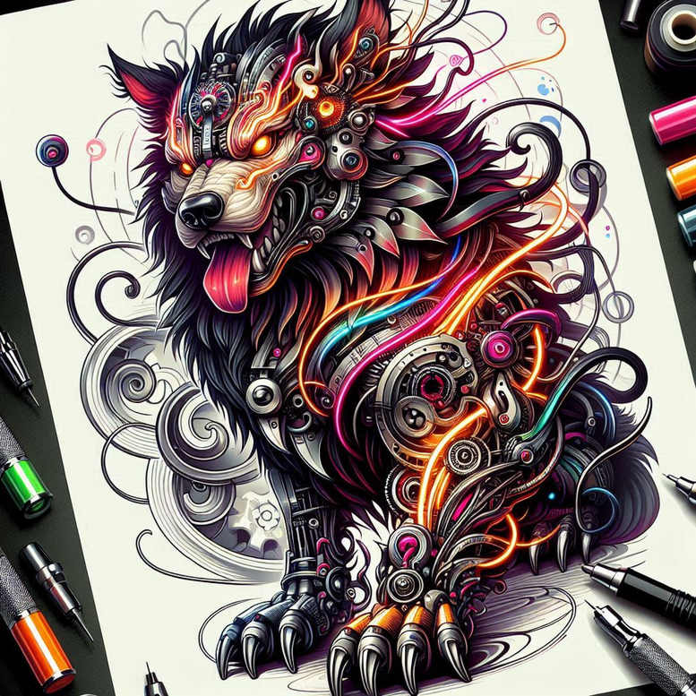 foo-dog tattoo design ideas Realism true skin detailed claws shows courage