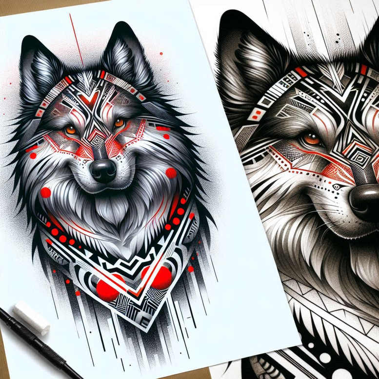foo-dog tattoo design ideas contrasting colors mythical creature for forearm