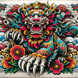 foo-dog tattoo design ideas classic motifs mythical for toe