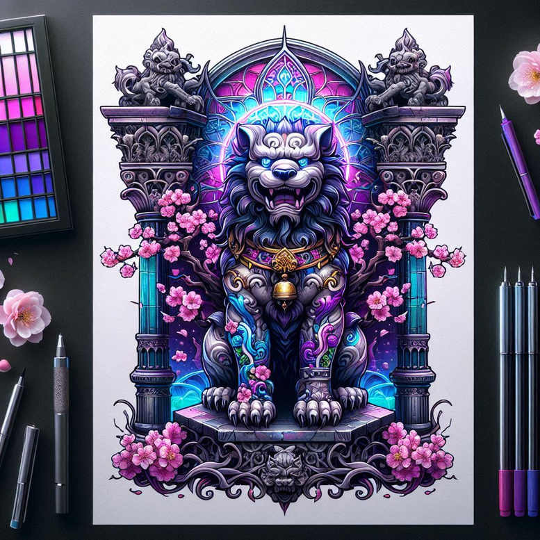 foo-dog tattoo design ideas Surrealism unconscious imagery sacred courage and power
