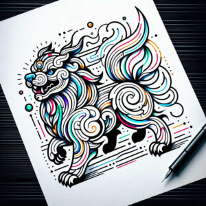 foo-dog tattoo design ideas refined lines strong silhouette for wrist