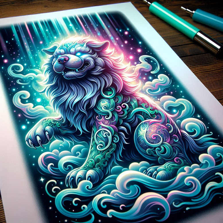 for-women-neotraditional-vibrant-palette-for-knee – tattoo design ideas free ai generated – Gallery: foo-dog-inkby-ai