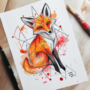 fox-pattern-neotraditional-artful-color-for-arm – tattoo design ideas free ai generated – Gallery: foxes-inkby-ai