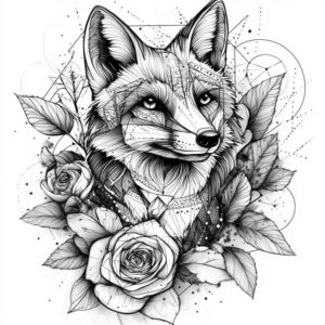 foxes tattoo design ideas Realism reflection effect fine lines for outer arm