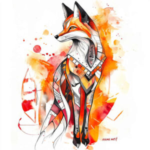 foxes tattoo design ideas Surrealism unreal fine lines for spine