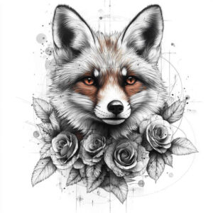 foxes tattoo design ideas Surrealism blurred edges shadow play embodying strength