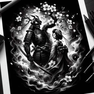 warrior-lady-tattoo-surrealism-subconscious-themes-for-ribs – tattoo design ideas free ai generated – Gallery: geisha-and-samurai-inkby-ai
