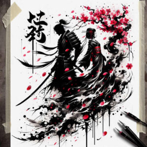 japanese-portrait-tattoo-realism-crisp-detail-for-upper-chest – tattoo design ideas free ai generated – Gallery: geisha-and-samurai-inkby-ai