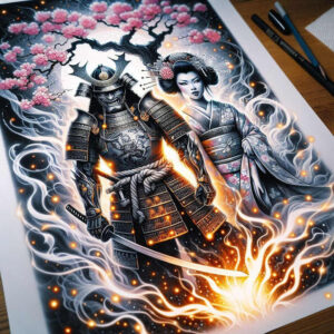 geisha-makeup-tattoo-surrealism-phantasmagoric-for-heel – tattoo design ideas free ai generated – Gallery: geisha-and-samurai-inkby-ai