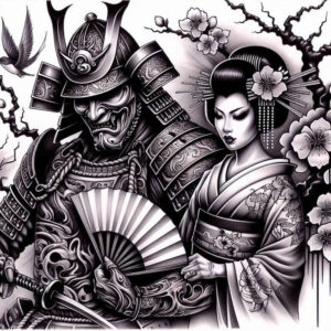 samurai-armor-tattoo-surrealism-visual-paradox-for-spine – tattoo design ideas free ai generated – Gallery: geisha-and-samurai-inkby-ai