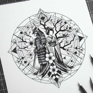 japanese-geisha-neotraditional-artistic-flair-for-behind-ear – tattoo design ideas free ai generated – Gallery: geisha-and-samurai-inkby-ai