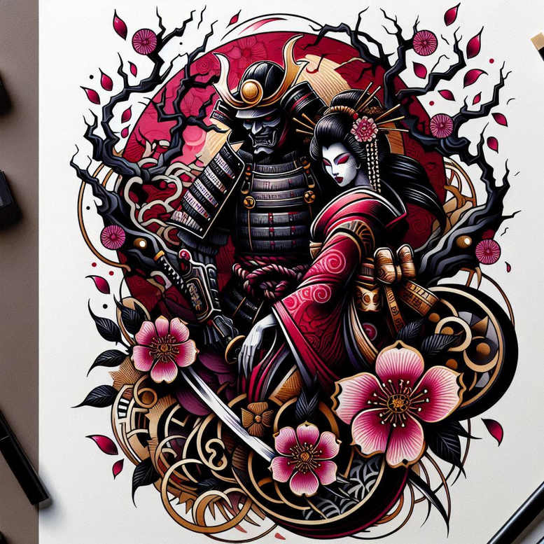 balance-tattoo-neotraditional-classic-motifs-for-full-back – tattoo design ideas free ai generated – Gallery: geisha-and-samurai-inkby-ai