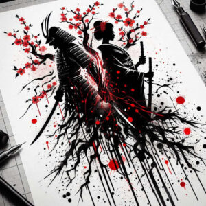 samurai-armor-tattoo-neotraditional-dynamic-color-for-sternum – tattoo design ideas free ai generated – Gallery: geisha-and-samurai-inkby-ai