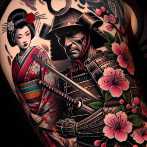 geisha-elegance-tattoo-neotraditional-detailed-textures-for-wrist – tattoo design ideas free ai generated – Gallery: geisha-and-samurai-inkby-ai